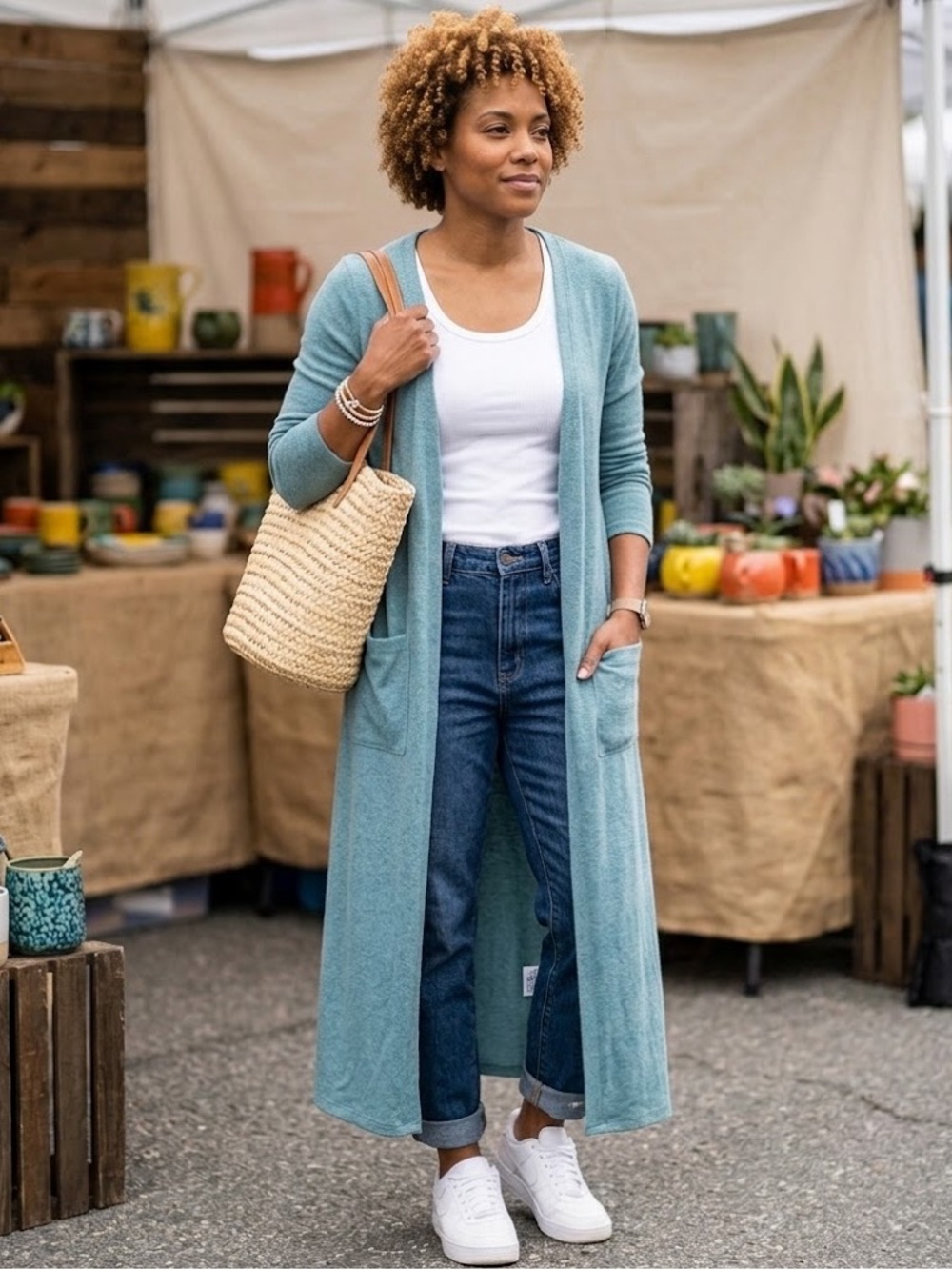 Lularoe Blue Duster Maxi Cardigan Front Pockets Size XS